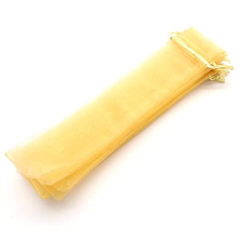 50 goldfarbene Organzabeutel – Größe 26 cm x 6 cm – ideal für lange Gegenstände (Fächer, Stifte, ...) (Gold) von OLILLY