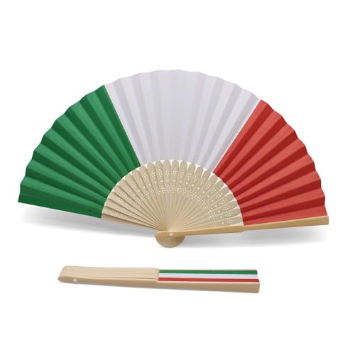 OLILLY - 10 Fächer aus Papier und Bambus, in den Farben Italien, ideal für den Fan des Teams oder seines Landes (Italien) von OLILLY