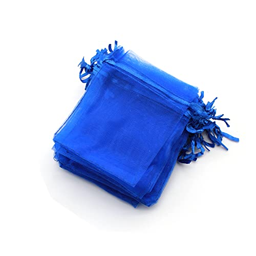 OLILLY - 100 Organzabeutel – 7 x 9 cm – Farbe Blau – Ideal für Hochzeit, Taufe, Geschenke, Lavendel, Schmuck (Blau) von OLILLY