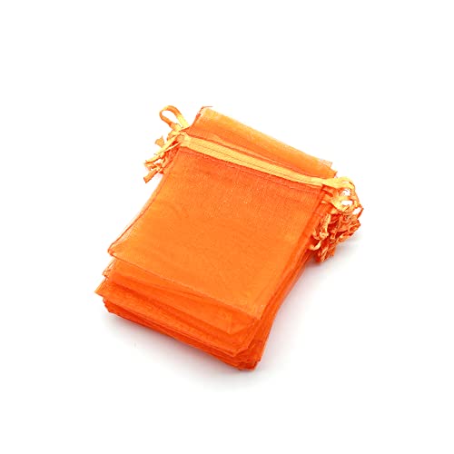 OLILLY - 100 Organzabeutel – 7 x 9 cm – Farbe Orange – Ideal für Hochzeit, Taufe, Geschenke, Lavendel, Schmuck (Orange) von OLILLY