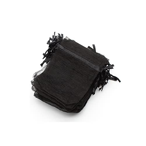 OLILLY - 100 Organzabeutel – 7 x 9 cm – Farbe Schwarz – Ideal für Hochzeit, Taufe, Geschenke, Lavendel, Schmuck (schwarz) von OLILLY