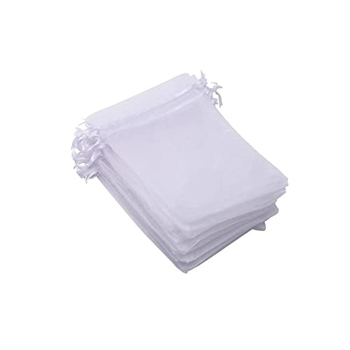 OLILLY - 100 Organzabeutel – 7 x 9 cm – Farbe Weiß – ideal für Hochzeit, Taufe, Geschenke, Lavendel, Schmuck (weiß) von OLILLY