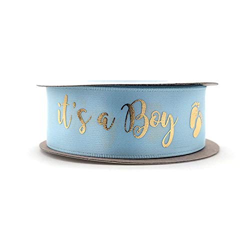 Blau-goldenes Satinband für Babyparty, It's a Boy, Dekoration für Ihre Babyparty (It's a Boy, 22 mm) von OLILLY