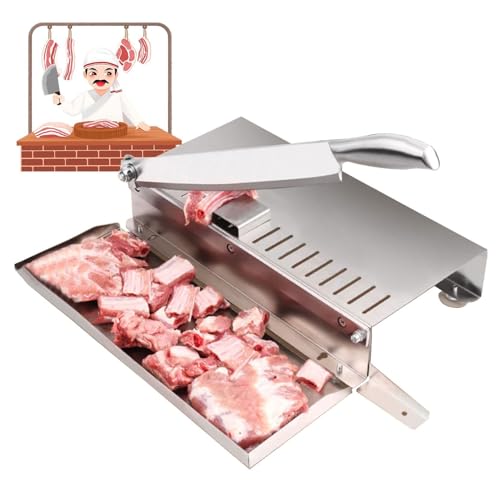 Manuelle Fleischschneidemaschine, Edelstahlschneider Für Gefrorenes Fleisch, Schneidemaschine Für Gefrorenes Fleisch, Rindfleisch-Hammel-Rollenschneidemaschine Für Die Kü,2 Battery+2 Sawtooth-28cm von OLSKFUH