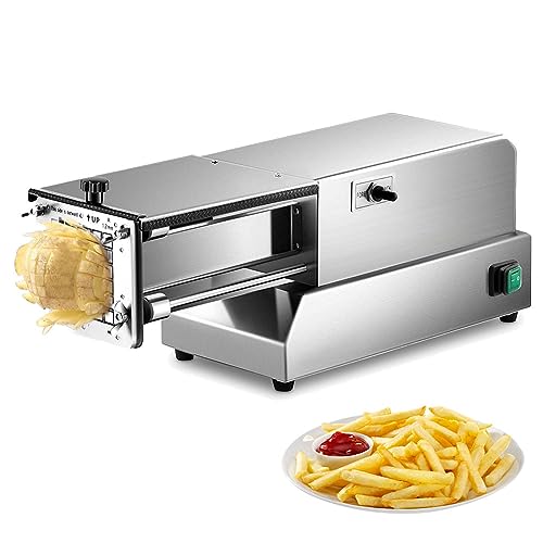 OLSKFUH Kommerzielle Maschine, Elektrischer Pommes-Frites-Schneider, 200 W Kommerzieller Kartoffelschneider Mit 8/10/12 Mm Klingen, Professioneller Gemüseschneider Aus Edelstahl,Silver von OLSKFUH