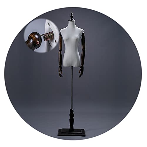 OLSKFUH Schneiderpuppenständer Für Damen, Torso, Weiblicher Schneiderpuppen-Torso, Halbkörper-Puppe Zur Präsentation Von Kleidung Und Schmuck, Höhenverstellbare Schneiderpuppe F,Medium Black-B von OLSKFUH