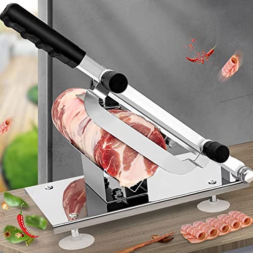 OLSKFUH Verdickter Manueller Fleischschneider Aus Edelstahl 304, Aufschnittmaschine Für Gefrorenes Fleisch Mit Dickeneinstellung Von 0,3–8 Mm, V-Förmiger Fleischrost, Ergonomisch, von OLSKFUH