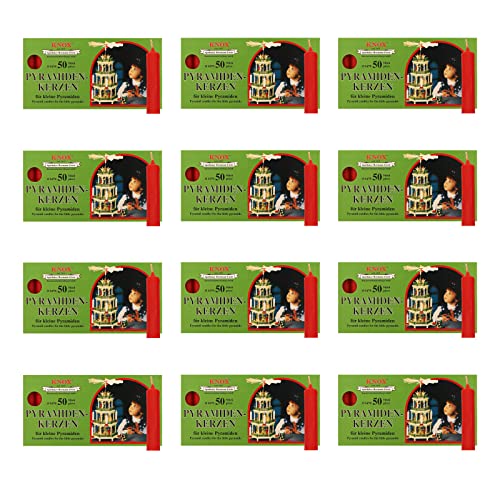 OLShop AG Knox Pyramidenkerzen rot, 12er Pack (12 x 50 Stück), Größe: ca. 14 x 70 mm Weihnachtskerzen von OLShop AG