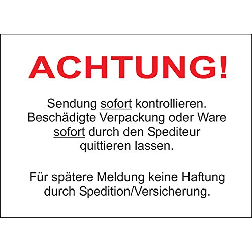 Paketaufkleber Achtung! Sendung sofort kontrollieren, Folie, 140 x 100 mm, 500 Stück/Rolle von OLShop AG