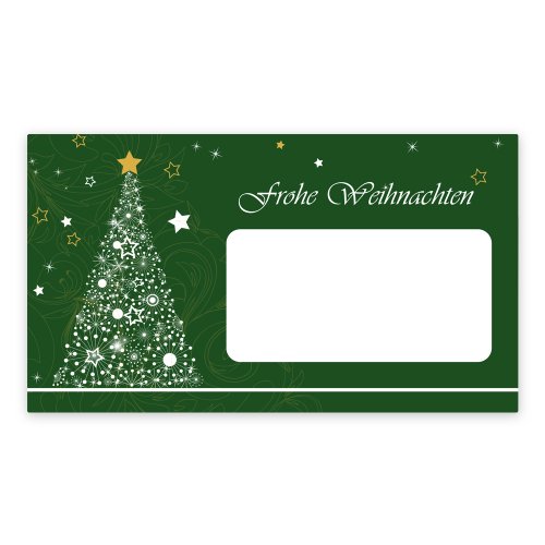 Weihnachtsaufkleber Weihnachtssticker Frohe Weihnachten mit Textfeld Größe (B x H) 74 x 42 mm, 100 Stück auf Rolle, Haftpapier glänzend von OLShop AG