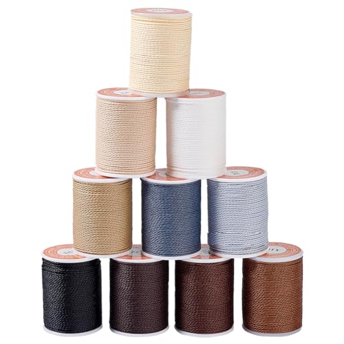 OLYCRAFT 10 Rolle 120 Yards/110m Gewachstes Polyester Kordel 1mm Gedreht Gewachstes Nähgarn Nähgarn Kordel Rundes Gewachstes Polyester Kordel Für Selbstgemachte Armbänder Schmuckherstellung von OLYCRAFT