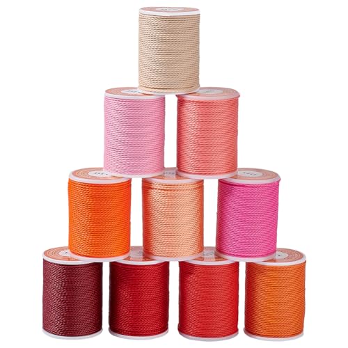 OLYCRAFT 10 Rolle 110m 1mm Gewachstes Polyester Kordel Gedreht Gewachstes Nähgarn Nähgarn Kordel Rundes Gewachstes Polyester Kordel Für Selbstgemachte Armbänder Schmuckherstellung von OLYCRAFT