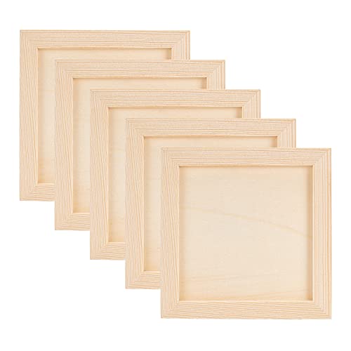 OLYCRAFT 10 STÜCKE Holz Leinwandbretter 14.8x14.8cm Quadratische Handwerk Rahmen Set Naturholz DIY Bilderrahmen Holz Leinwand Panel Boards Für Tabletop Display Und Handwerk DIY Malerei Projekte von OLYCRAFT