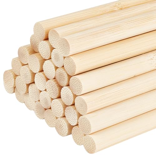 OLYCRAFT 100 Stück Runde Holzstäbe 20 cm Lang Unbehandelte Holzstreifen 1 cm Runde Dübelstreifen Holzdübelstange Naturholzstäbe Modellzubehör Für Gebäudemodelle DIY-Bastelbedarf von OLYCRAFT