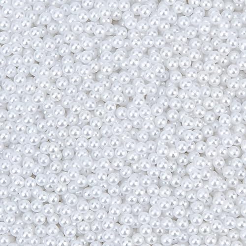 OLYCRAFT 10000 Stück 1.5~2mm Weiße Perlenperlen Ohne Loch Lose Acrylperlenperlen Harzfüllmaterial Perlenperlen Für Die Harzherstellung, Nail-Art, Bilden, Schmuckherstellung Und Hochzeit von OLYCRAFT