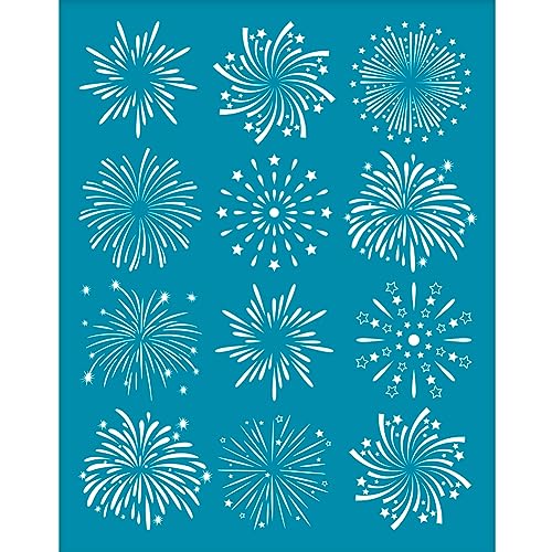 OLYCRAFT 10x12.7cm 12 Stil Feuerwerk Muster Ton Schablonen Blühendes Feuerwerk Siebdruck Feuerstern Siebdruck Schablonen Netz Transfer Schablonen Für Polymer Ton Schmuckherstellung von OLYCRAFT