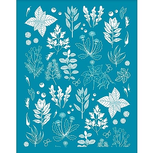 OLYCRAFT 10x12.7cm Ton Schablonen Kräuter Muster Siebdruck Für Polymer Siebdruck Schablonen Blumen Blatt Netz Transfer Schablonen Pflanzen Thema Netz Schablone Für Polymer Ton Schmuckherstellung von OLYCRAFT