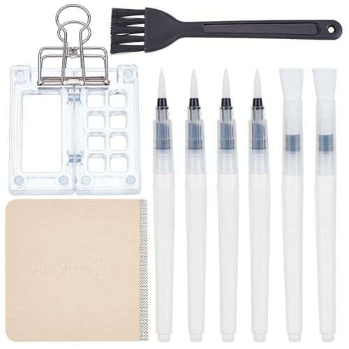 OLYCRAFT 11-teiliges tragbares Mini-Aquarell-Paletten-Set, Acrylgitter, Malkasten, Reise-Farbpaletten-Set, Mini-Reise-Aquarell-Set, Taschen-Aquarell-Reise-Set mit Pinsel-Skizzenbüchern für Maler, von OLYCRAFT