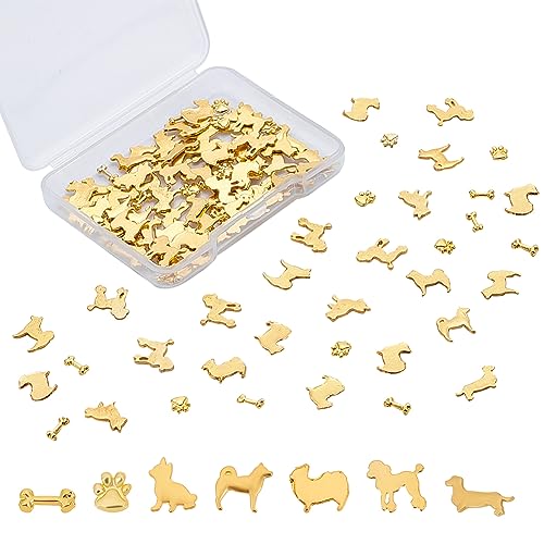 OLYCRAFT 112 Stück Hunde-Themen-Harzfüller, Legierung, Epoxidharz, Zubehör, UV-Hundeknochen, Harzfüllzubehör, Gold für Harz-Schmuckherstellung – 7 Formen von OLYCRAFT