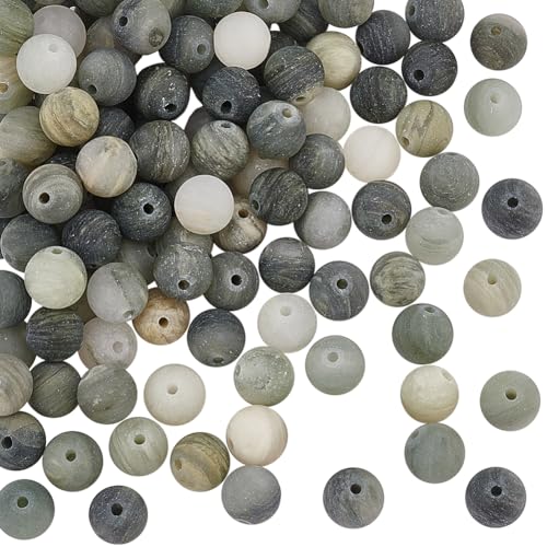 OLYCRAFT 124 Stück 6mm Natürliche Grüne Rutilquarz Perlen Mattierte Runde Grüne Rutilquarzperlen 1mm Loch Natürliche Edelsteinperlen Runde Steinperlen für Halskette Schmuckherstellung von OLYCRAFT