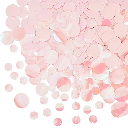 OLYCRAFT 1300 Stück 4 Größen Rosa Pailletten Mit Loch PVC Laser Runde Pailletten 15/20/25/30 mm Große Pailletten Bastelpailletten Lose Pailletten Für Die Schmuckherstellung DIY Näharbeiten von OLYCRAFT