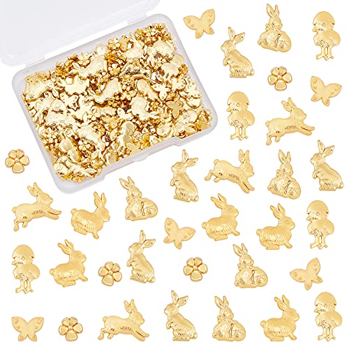 OLYCRAFT 130pcs Thema Ostern Harzfüller Charms Legierung Harzfüllung Zubehör Kaninchenlegierung Cabochons Epoxidharzzubehör Für Harzschmuckherstellung Und DIY Handwerk - Gold von OLYCRAFT