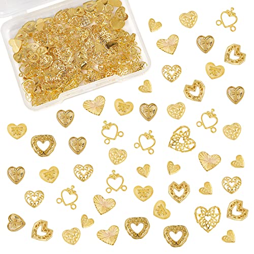 OLYCRAFT 140Pcs Harzfüller Herzform Harzfüllung Zubehör Legierung Cabochons Epoxidharz Liefert Charms Für Harzschmuckherstellung, Nail Arts Und Crafting - Golden von OLYCRAFT