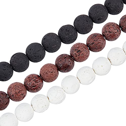 OLYCRAFT 141 Stück Natürlich Lava Perlen Lavagestein Perlen Gemischte Farbe Runde Edelstein Lose Perlen Runde Steinperlen 8mm Bulk Perlen Für Armband Halskette Schmuckherstellung - Erdfarben von OLYCRAFT