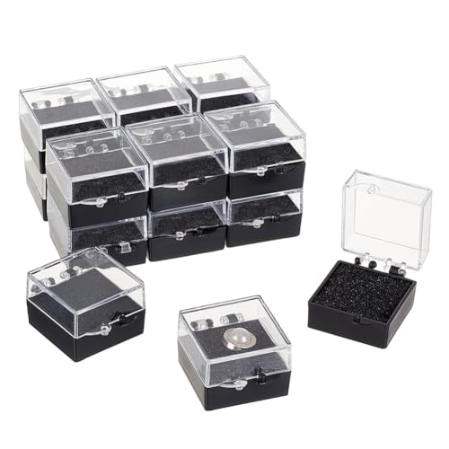 OLYCRAFT 16 Stück Durchsichtige Kunststoff Geschenkbox Für Anstecknadeln 28x28x9mm Präsentationsboxen Für Abzeichen Durchsichtige Anstecknadel Präsentationsvitrine Für Anstecknadeln display von OLYCRAFT