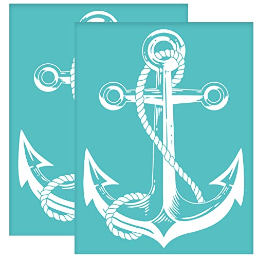 OLYCRAFT 2 Stk Selbstklebende Siebdruckschablone Anker Muster Mesh Transfers Wiederverwendbare Schablone Boat Anchor Siebdruckschablone für Malerei auf Holz DIY T Shirt Taschen Stoff - 22x28cm von OLYCRAFT