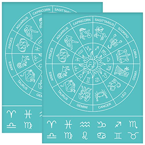 OLYCRAFT 2 Stück 22x28cm Selbstklebende Siebdruckschablone Konstellationsmuster Mesh Transfers Schablone Sternzeichen Symbole Astrologie Siebdruck Schablone Zum Malen Auf Holz DIY T-Shirt Stoff von OLYCRAFT