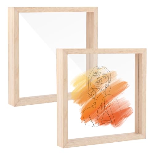 OLYCRAFT 2 Stück Schwebende Bilderrahmen 200x200mm Holz Bilderrahmen Acryl Fotorahmen Gepresste Blumenrahmen Zum Aufhängen An Der Wand Tischdisplay Foto Postkarte von OLYCRAFT