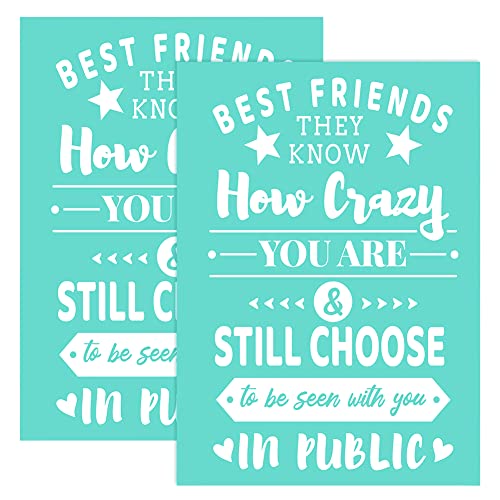 OLYCRAFT 2 Stück Selbstklebende Siebdruck-Schablone "Beste Freunde" Wiederverwendbare Waschbar Netz-Transfer-Druckschablone Zum Malen Auf Holz Stoff T-Shirt Mauer Und Heimtextilien -19.5x14cm von OLYCRAFT