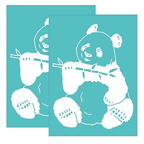 OLYCRAFT 2 Stück Selbstklebende Siebdruck Schablone Panda Muster Schablone Wiederverwendbare Mesh Schablonen Transfer Waschbar Für DIY T-Shirt Stoff Malerei Dekoration – 19.5x14cm von OLYCRAFT