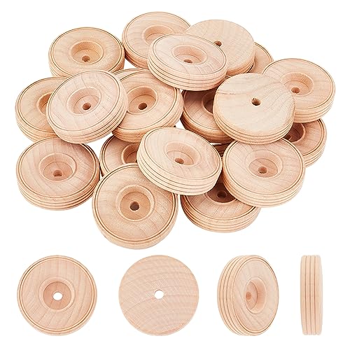 OLYCRAFT 20 Stück 50x12mm Holzräder Unlackierte Holzräder Runde Holzräder Kleine Holzräder Profilholz Werkzeugrad Mit 6mm Loch Für Heimwerker Kleinwagen Holzhandwerksprojekte von OLYCRAFT