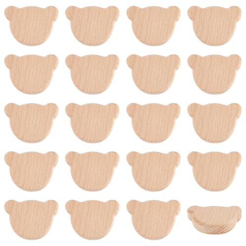 OLYCRAFT 20 Stück Bären Holzblöcke 47x34.5mm Unbehandelte Buchenholzstücke 10mm Dick Bären Holzausschnitt Natürliche Blanke Holzstücke Blanke Scheiben Für Heimwerker Basteln Zeichnen Malen von OLYCRAFT