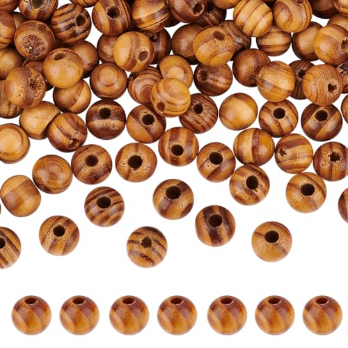 OLYCRAFT 200 Stück 10mm Natürliche Holzperlen Rund Lose Abstandshalter Braune Makramee Perlen Aus Holz 3mm Loch Unbehandeltes Holz Bemalte Perlen Für Armbänder Schmuckherstellung Haare von OLYCRAFT