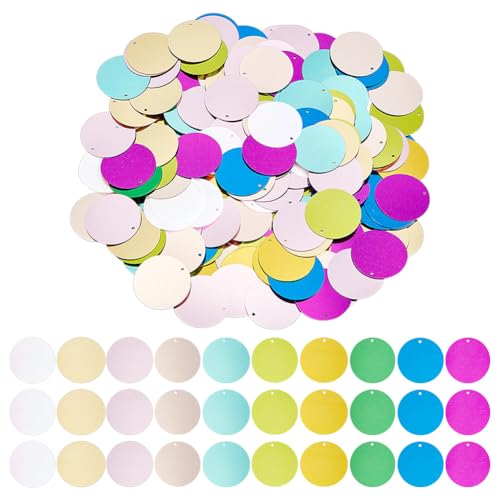 OLYCRAFT 2000 Stück 10 Farben 29mm Runde Pailletten Kunststoff Runde Pailletten Mit 1.5mm Loch Bunte Pailletten Glitzer Pailletten Lose Pailletten Für Die Schmuckherstellung Nähen Basteln von OLYCRAFT