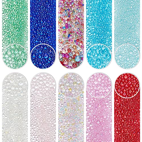 OLYCRAFT 720-1000 Stück/210g 0.4~3mm Bunte Harzblasenperlen Kein Loch Mikrokaviarperlen Irisierende Wassertropfen Blasenperlen Winzige Glasperlen Für Die Harzherstellung Und Nagelkunst von OLYCRAFT