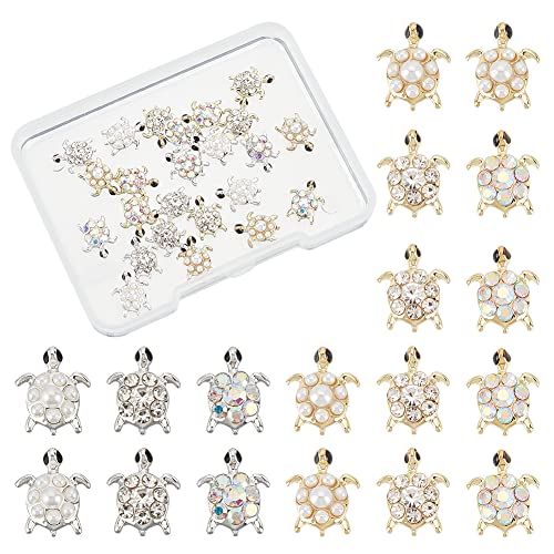 OLYCRAFT 24Stück 6Stile Schildkröte Harz Füllstoffe Mit Strass Perle Legierung Cabochons Nail Art Dekoration Zubehör Harz Zubehör Thema Sommer Zubehör Für Die Schmuckherstellung Nail Art Dekoration von OLYCRAFT