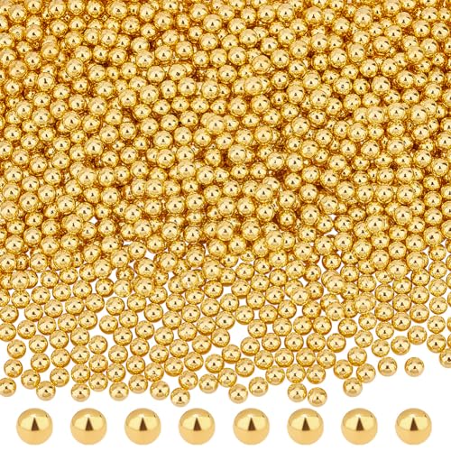 OLYCRAFT 2400 Stück 4mm Golden Pearl Perlen Ohne Loch Lose ABS Kunststoff Perlen Perlen Harzfüllmaterial Perlen Perlen Für Die Harzherstellung, Nail-Art, Bilden, Schmuckherstellung Und Hochzeit von OLYCRAFT