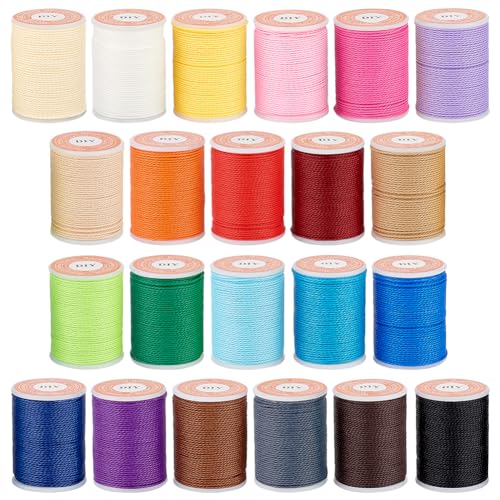 OLYCRAFT 242m 1mm Gewachste Schnur Gewachste Polyesterschnur Bunt Gewachste Polyester Fäden Cord Twist Nähen Wachsband Für DIY Armbänder Halskette Schmuckherstellung Bastelarbeiten - 22 Farben von OLYCRAFT