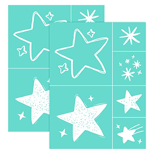 OLYCRAFT 2pcs Selbstklebende Siebdruck-Schablone Twinkle Star Wiederverwendbare Mesh Schablonen Transfer Waschbar Wohnkultur Für DIY T-Shirt Kissen Stoff Malerei Dekoration-11x 8.5Inch von OLYCRAFT