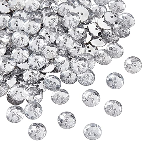 OLYCRAFT 300pcs Facettierte Silberknöpfe 2-Loch Acryl Strass Kristallknöpfe 15mm Nähknöpfe Für Tücher Schmuckherstellung Und Heimwerken von OLYCRAFT