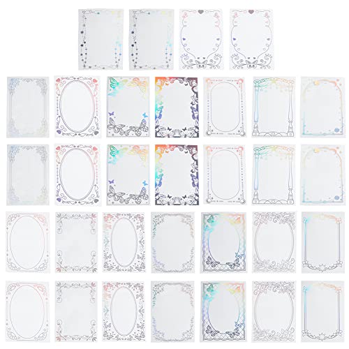 OLYCRAFT 32 Stück Transparente Spitzenaufkleber 4 Stile Sammelalbum Dekorative Rahmenaufkleber PET Dekorative Laser Vintage Aufkleber Für Scrapbooking DIY Dekoration Herstellung von OLYCRAFT