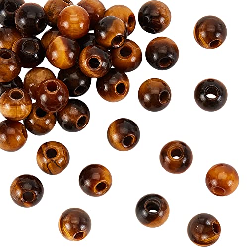 OLYCRAFT 36 Stück 8mm Natürliche Tigerauge Perlen 2.5mm Großes Loch Runde Tigerauge Perlen Tigerauge Edelstein Runde Lose Edelstein Perlen Für Armband Halskette Ohrring Schmuckherstellung von OLYCRAFT