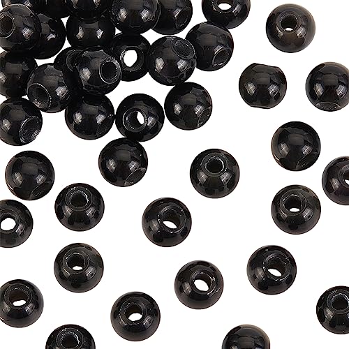 OLYCRAFT 36 Stück 8mm Natürliche Schwarze Obsidian Perlen Runde Lose Perlen Glatte Obsidian Edelsteinperlen Natürliche Obsidian Stein Abstandsperlen Für Ohrringe Schmuckherstellung - 2.5mm Loch von OLYCRAFT