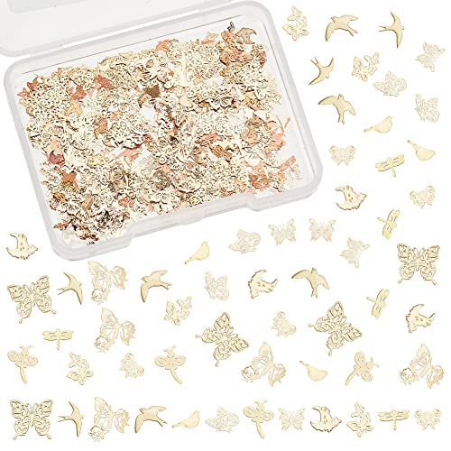 OLYCRAFT 360 Stück 12 Stile Harzfüller Schmetterling Vogel Taube Libelle Goldene Messing Cabochons Tierharz Füllung Charms Legierung Epoxidharz Zubehör Für Nail Art Dekoration Zubehör von OLYCRAFT