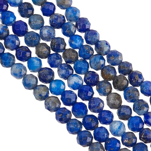 OLYCRAFT 370~400 Stück 2 mm Natürliche Lapislazuli-Perlen 0.5 mm Loch Natursteinperlen Facettierte Lose Perlen Für Armbänder Halsketten Ohrringe Schmuckherstellung DIY-Bastelarbeiten von OLYCRAFT