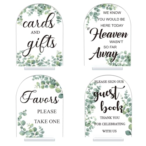 OLYCRAFT 4 Stück 127x178mm Acryl Hochzeitsschilder Mit Ständern Blatt Klares Acryl Hochzeitsempfangsschilder Gästebuch Schild Geschenke Und Karten Schild "Heaven Away" Schild Für Hochzeitszeremonie von OLYCRAFT